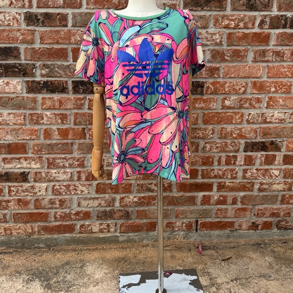 Farm Rio x Adidas colorful neon floral banana logo shirt/ M /Excellent condition - Picture 9 of 15